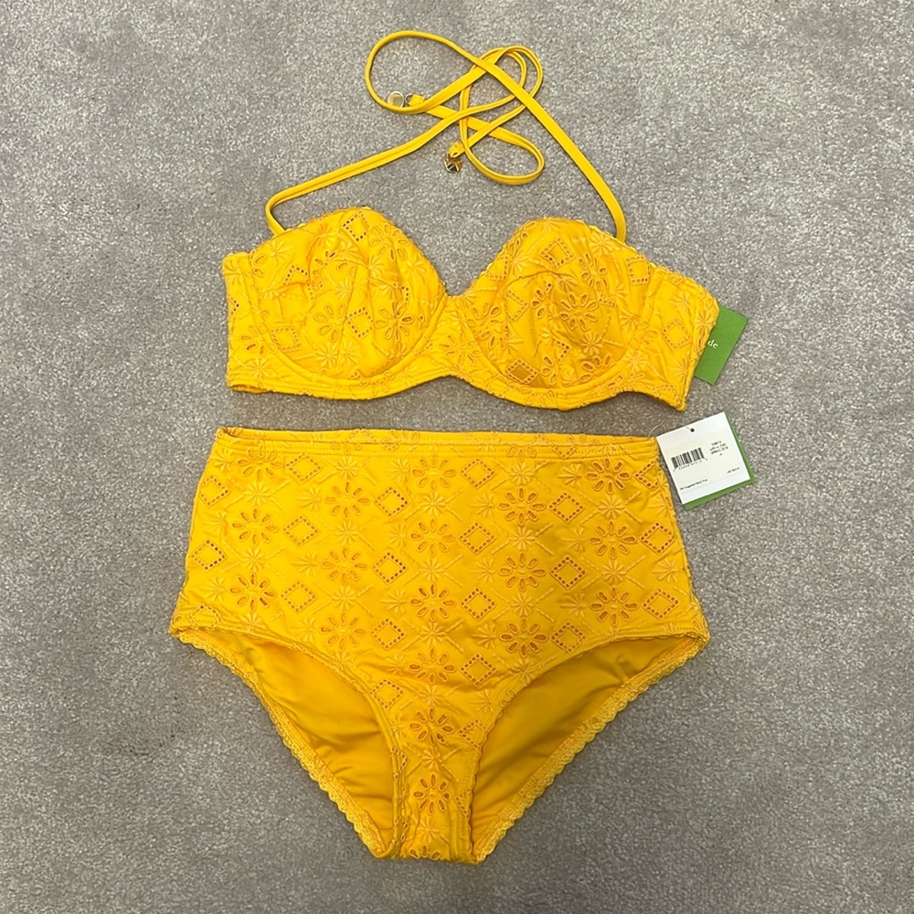 NWT Kate Spade yellow bikini. Super cute. Retro Never worn swim suit size Medium